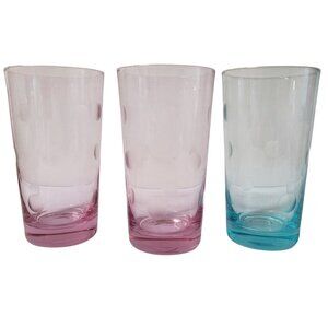 Marquis by Waterford Polka Dot 3 Highball Drinking Glasses Discontinued 6 3/8''